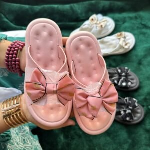 Teens’ Flower-Design PU slides in Pink
