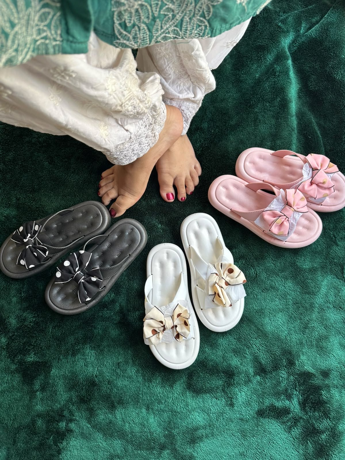 Teens’ Flower-Design PU slides - product detail
