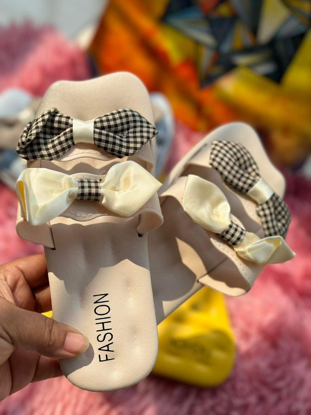Teens’ Fashion Bow PU slides in Cream