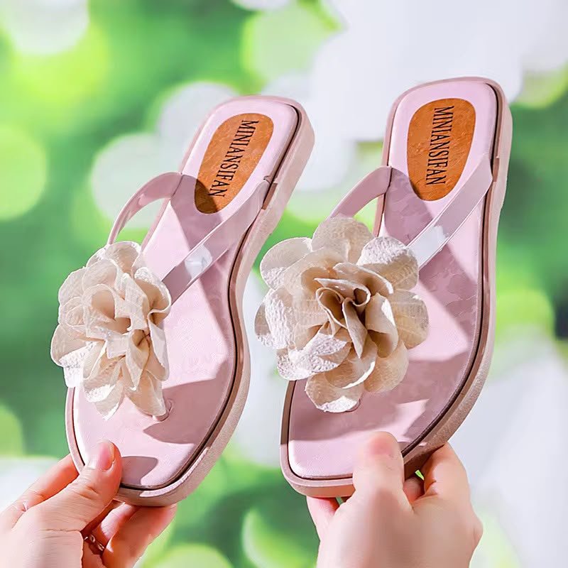 Women’s Flower-Design Soft PVC Flat Sandals - alternate view