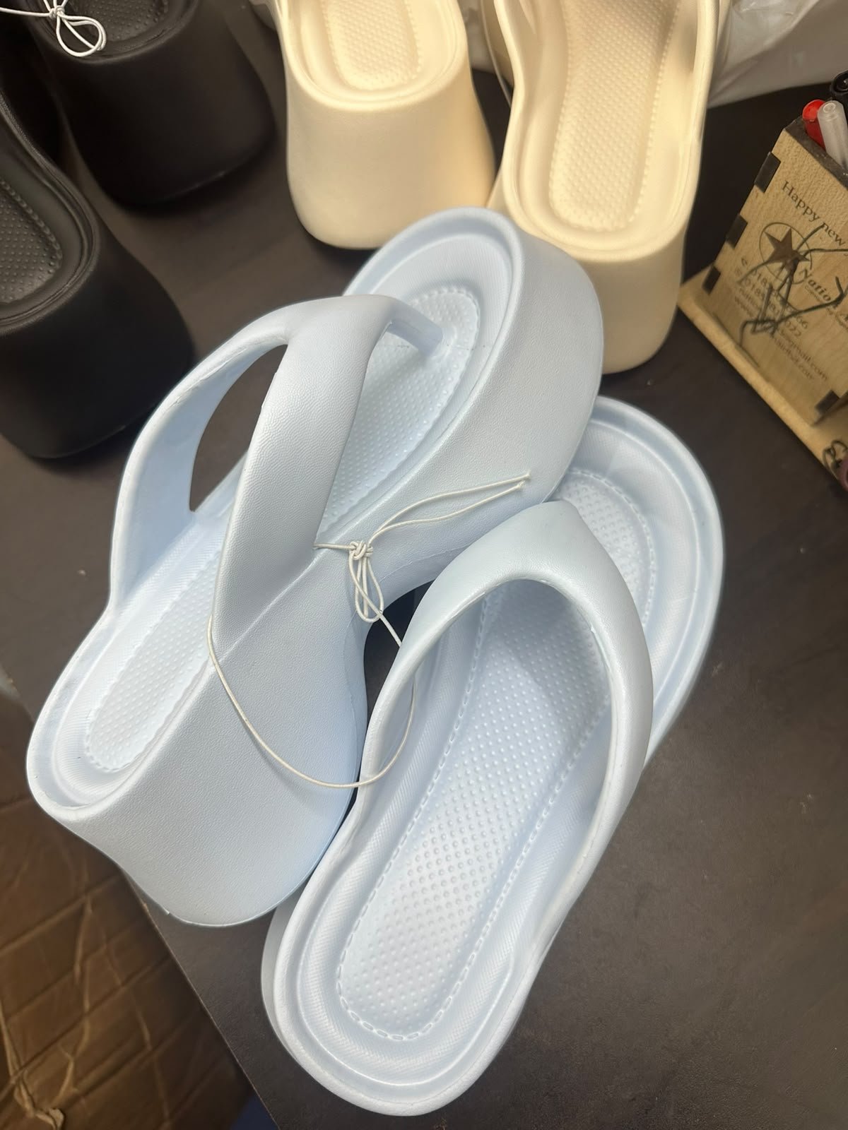 Women’s Simple-Style Lightweight PVC Heel Sandals in Blue