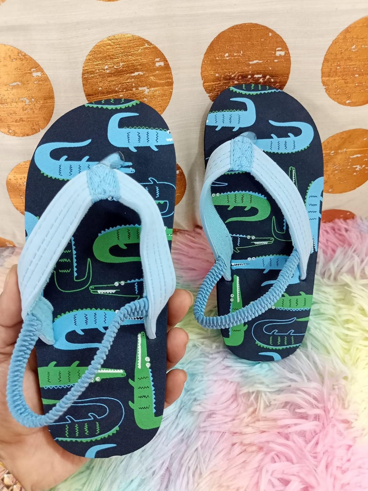 Kids’ printed EVA flip-flops in Blue