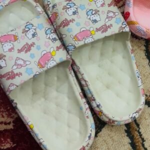 Women’s Printed-Design Soft PVC Flat Slides in Green