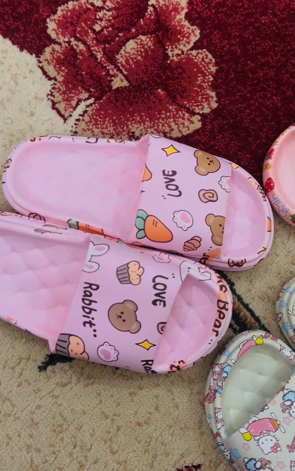 Women’s Printed-Design Soft PVC Flat Slides in Pink