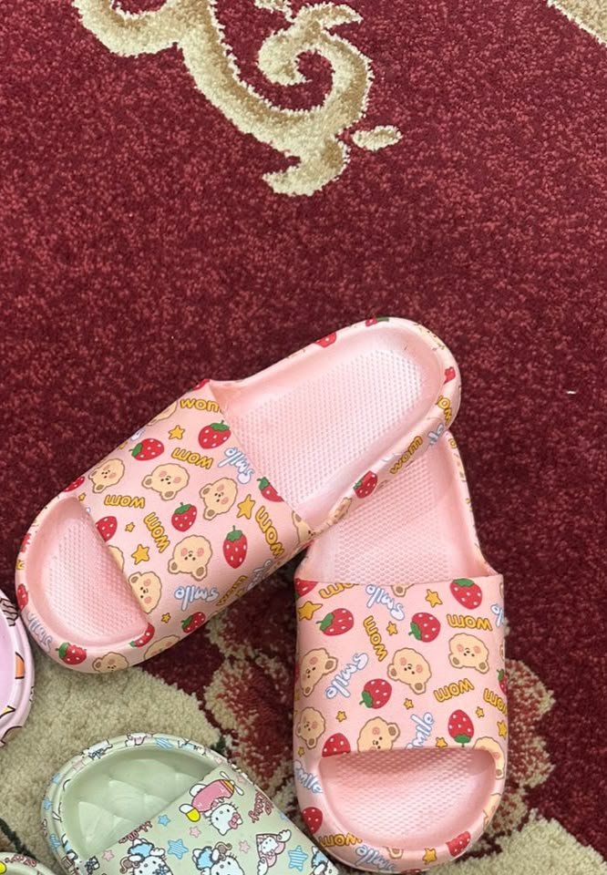 Women’s Printed-Design Soft PVC Flat Slides in Orange