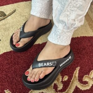 Women’s Bear-Design 2-Inch EVA Heel Sandals in Black