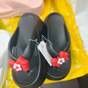 Women’s Flower-Design PVC 3-Inch Heel Sandals in Black