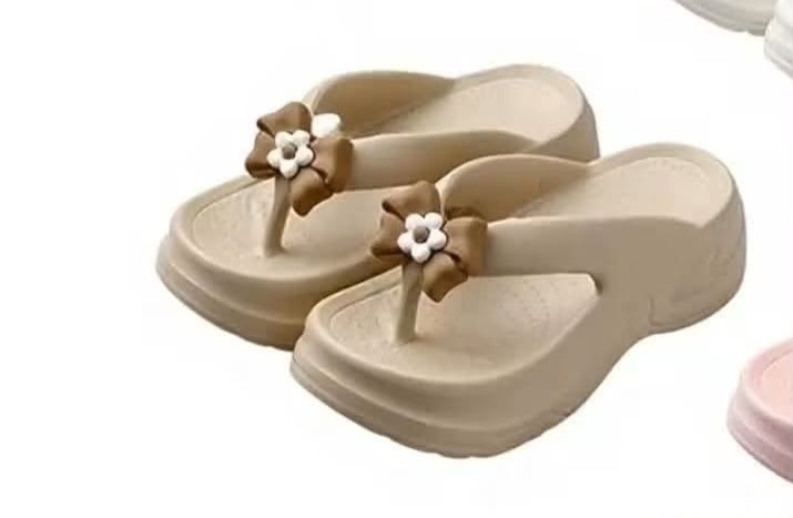 Women’s Flower-Design PVC 3-Inch Heel Sandals in Brown