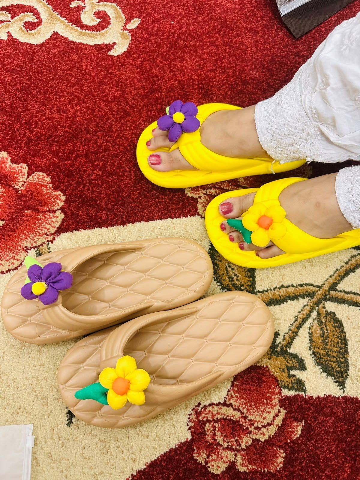 Women’s Big-Flower Soft PVC Flat Sandals - product view