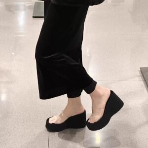 Women’s Transparent PVC 3-Inch Heel Sandals in Black